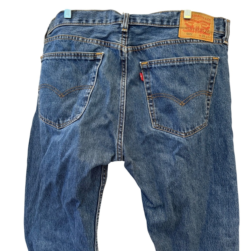 Levi's 505‎ Mens Denim Jeans Blue Wash Regular Fit Straight Leg Size 36X34